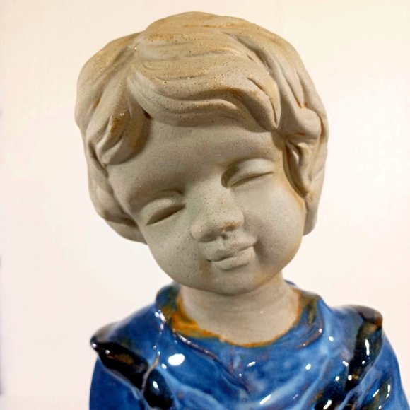 Royal Copenhagen 1950s Art Deco Mid Century Sculpture Child & Frog Planter Vase - Picture 4 of 10